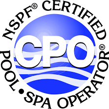 A pool operator certification seal.